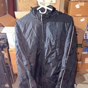 Burberry Black Windbreaker Jacket with Hood